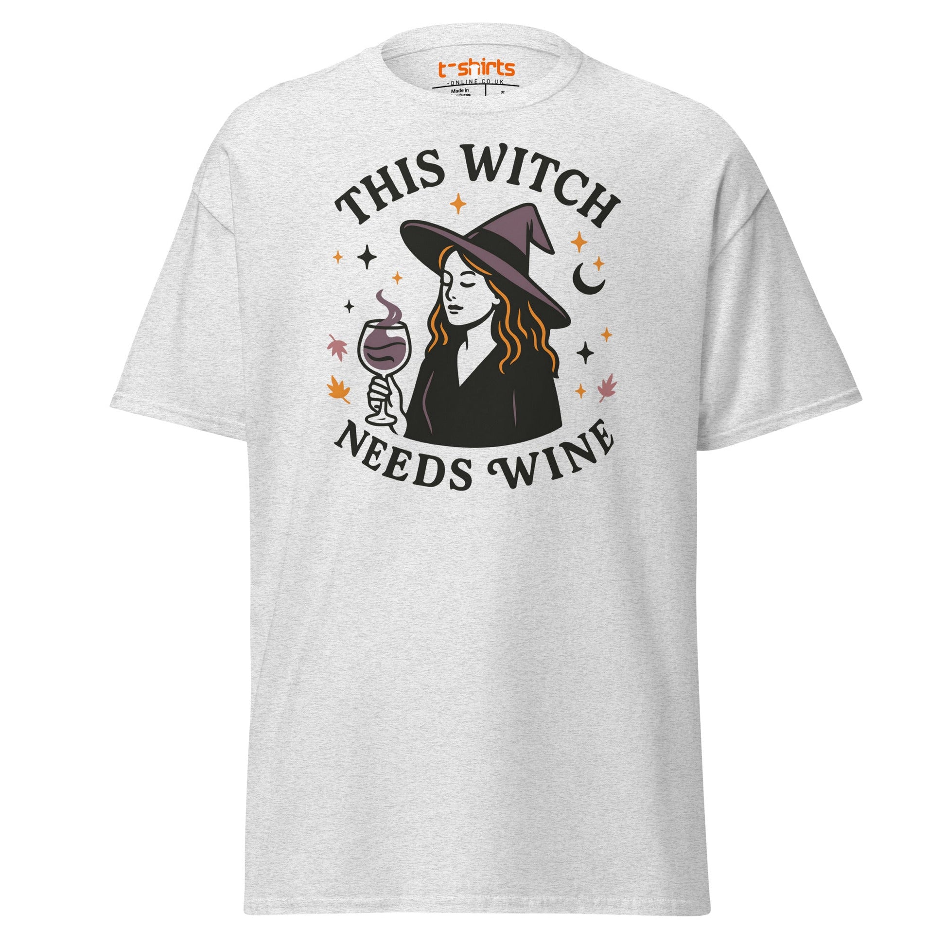 This Witch Needs Wine Halloween T-Shirt - Ash - T-Shirts Online