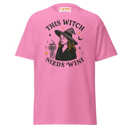 This Witch Needs Wine Halloween T-Shirt - Azalea - T-Shirts Online