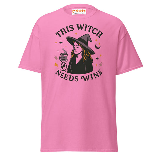 This Witch Needs Wine Halloween T-Shirt - Azalea - T-Shirts Online