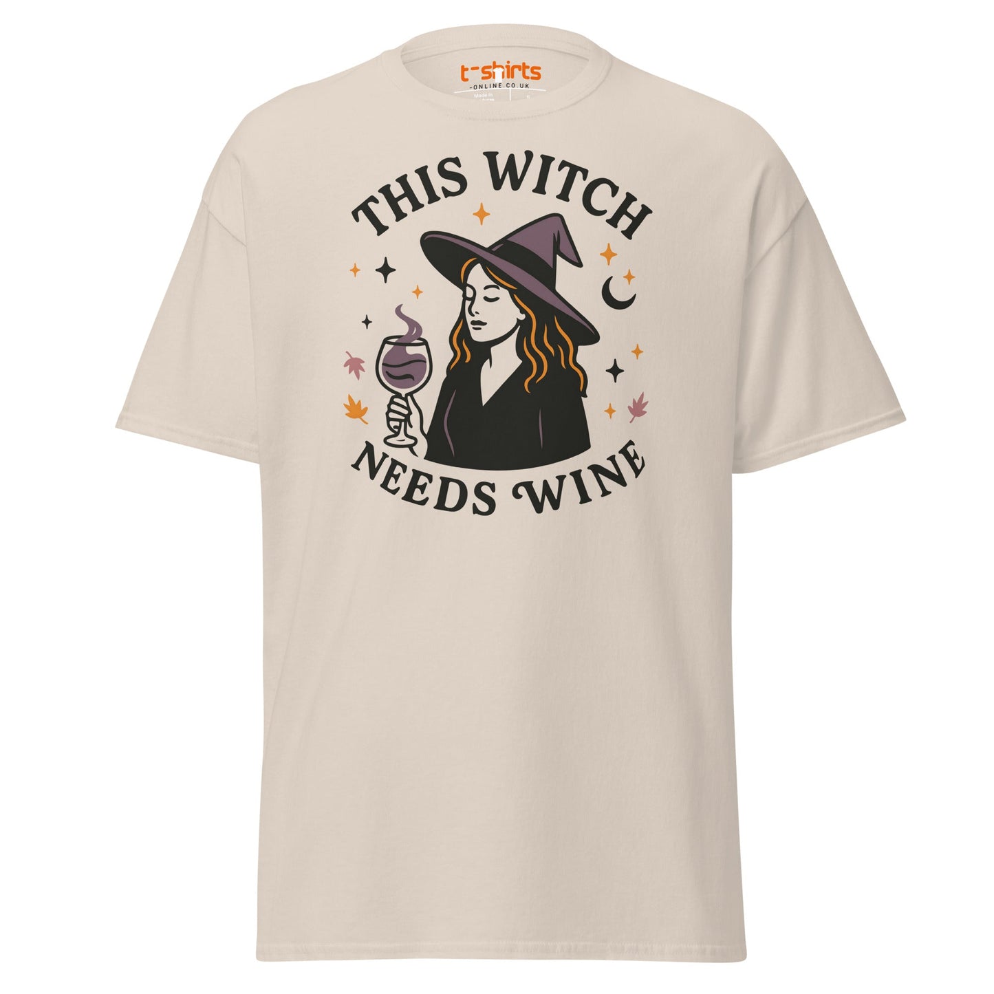 This Witch Needs Wine Halloween T-Shirt - Natural - T-Shirts Online