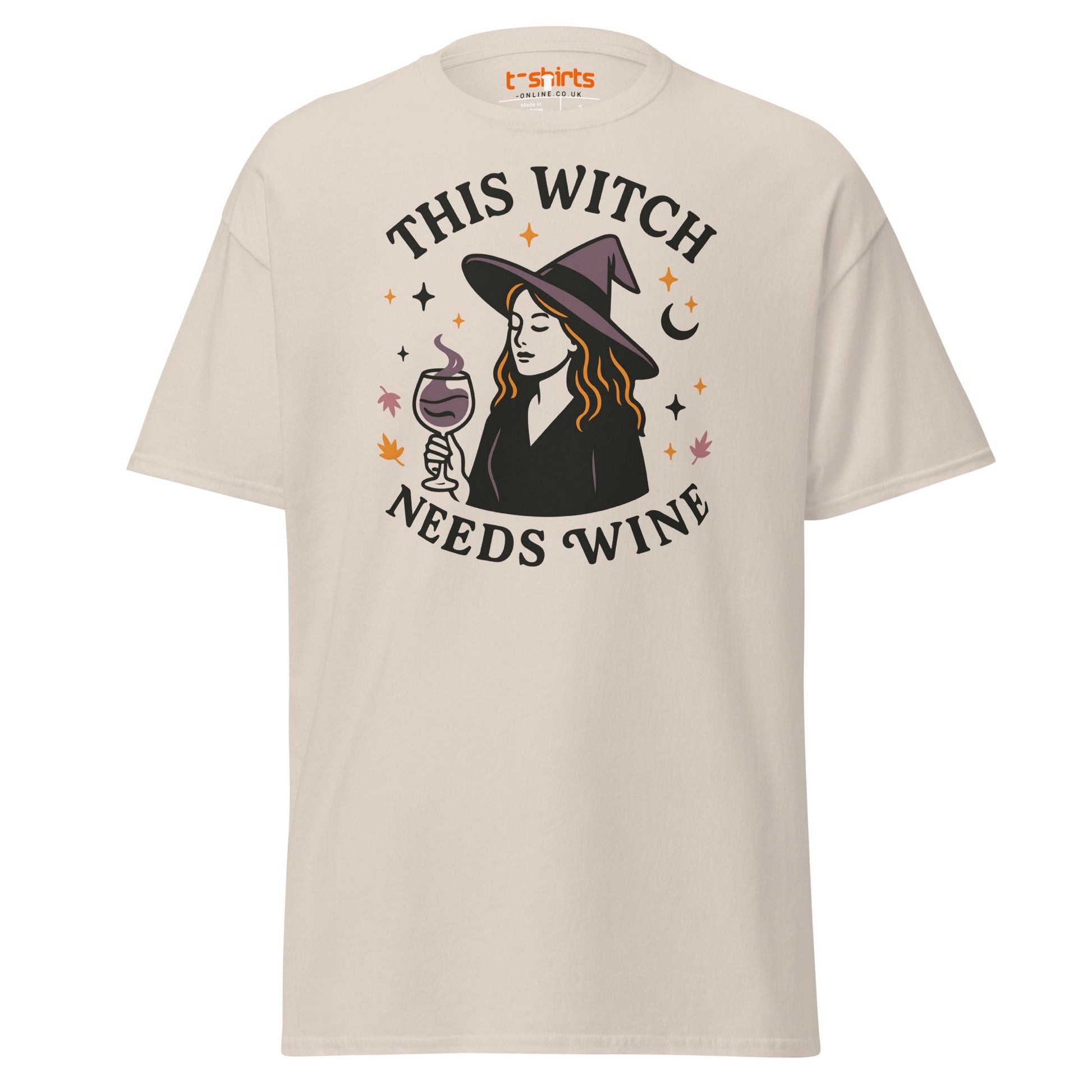 This Witch Needs Wine Halloween T-Shirt - Natural - T-Shirts Online