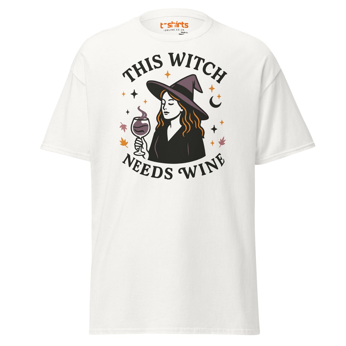 This Witch Needs Wine Halloween T-Shirt - White - T-Shirts Online