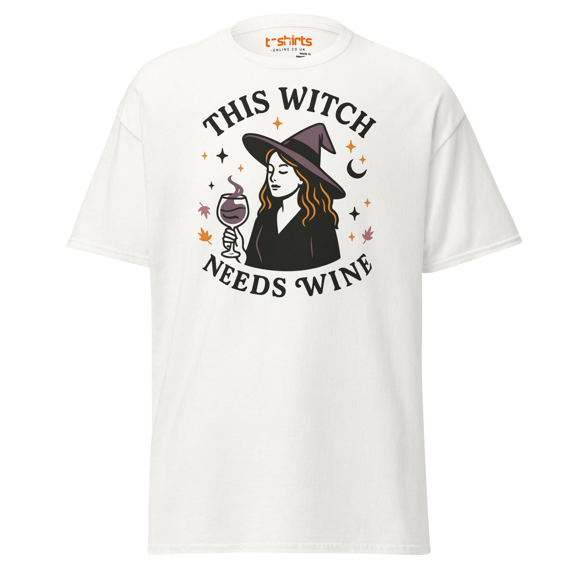 This Witch Needs Wine Halloween T-Shirt - White - T-Shirts Online