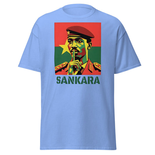 Thomas Sankara Shh T-Shirt | Revolutionary Icon Tee - Carolina Blue - T-Shirts Online
