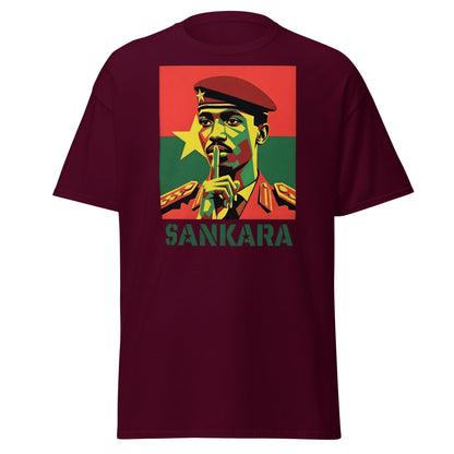 Thomas Sankara Shh T-Shirt | Revolutionary Icon Tee - Maroon - T-Shirts Online