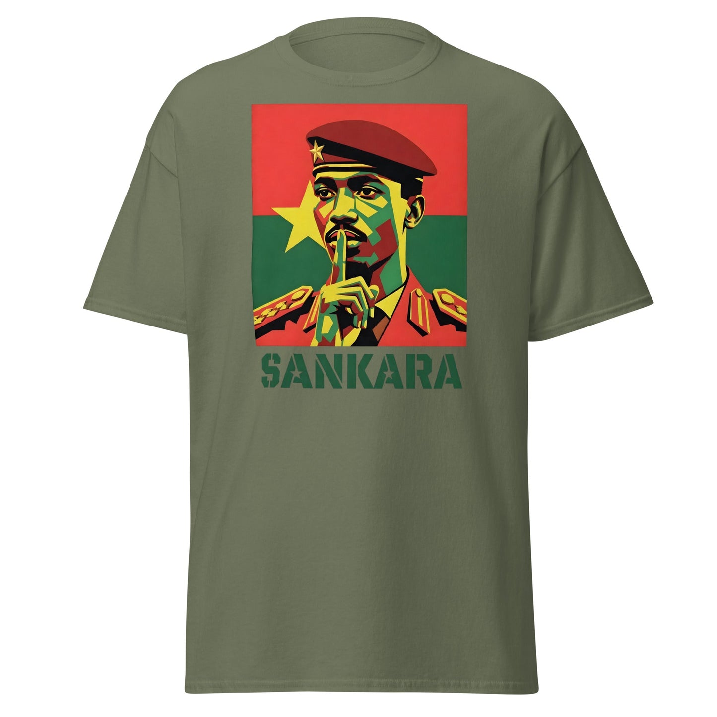 Thomas Sankara Shh T-Shirt | Revolutionary Icon Tee - Military Green - T-Shirts Online