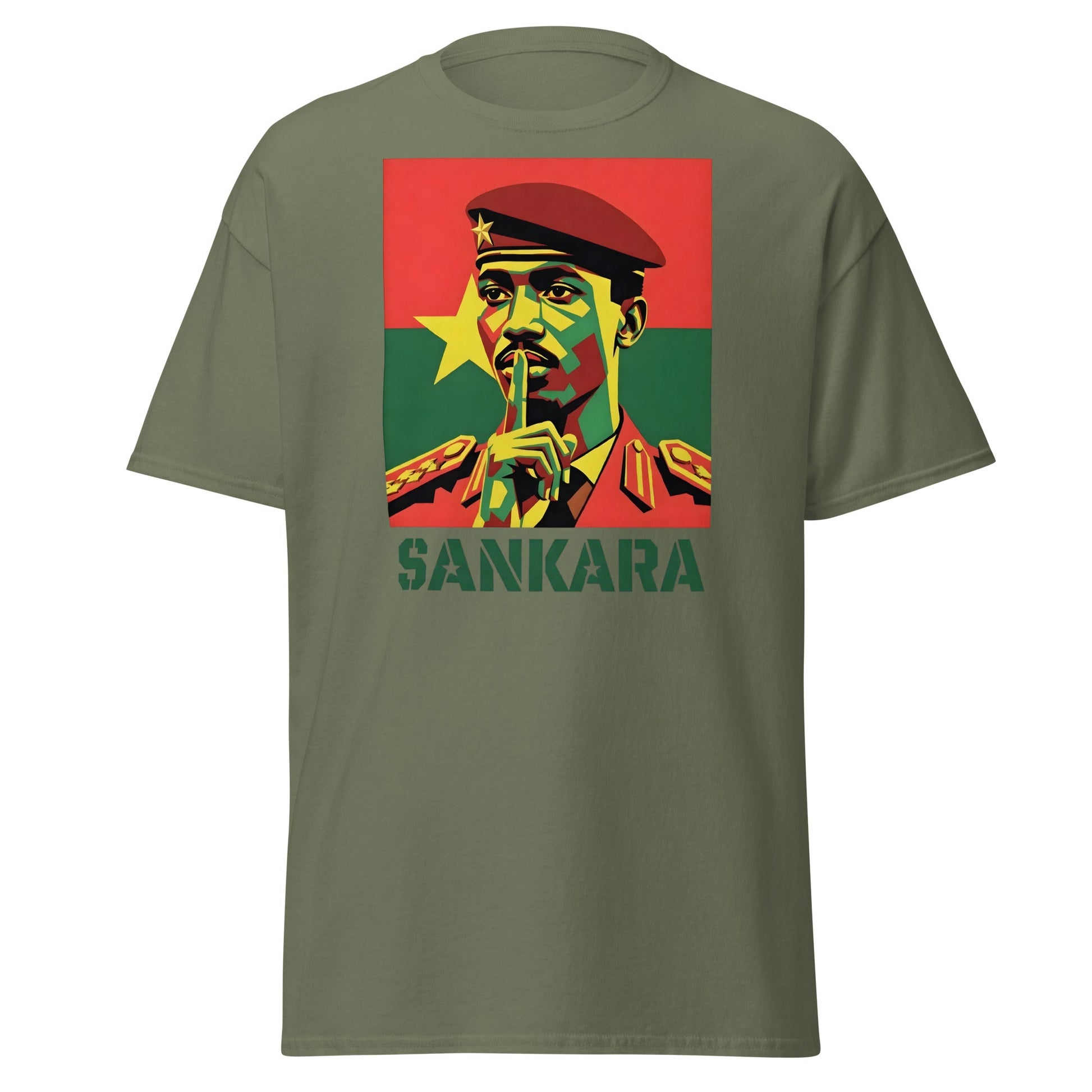 Thomas Sankara Shh T-Shirt | Revolutionary Icon Tee - Military Green - T-Shirts Online