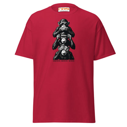Three Wise Monkeys T-Shirt | Speak No Evil Design - Cardinal - T-Shirts Online
