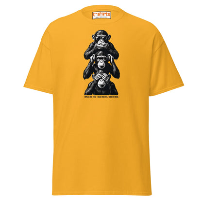 Three Wise Monkeys T-Shirt | Speak No Evil Design - Gold - T-Shirts Online