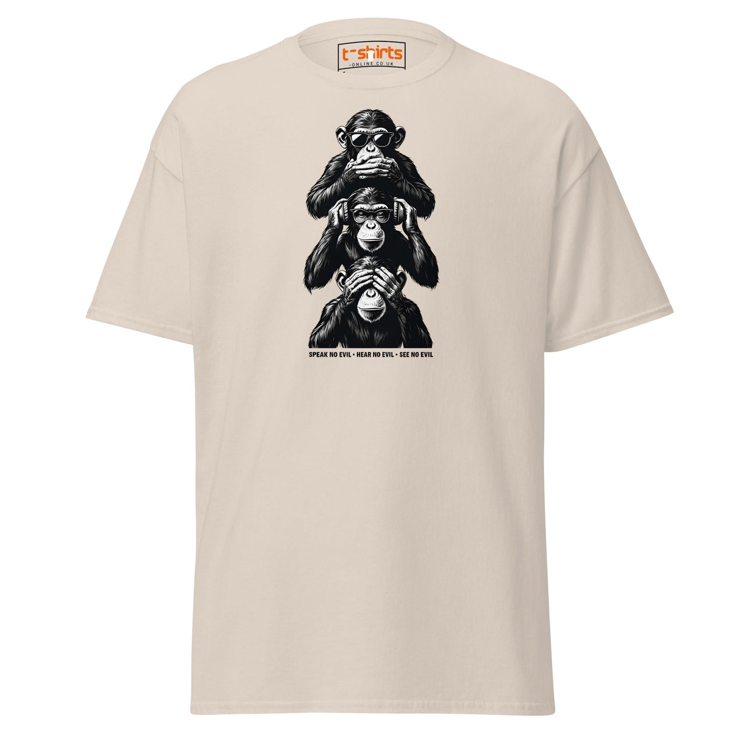 Three Wise Monkeys T-Shirt | Speak No Evil Design - Natural - T-Shirts Online
