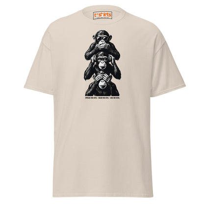 Three Wise Monkeys T-Shirt | Speak No Evil Design - Natural - T-Shirts Online