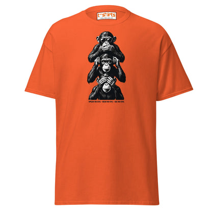Three Wise Monkeys T-Shirt | Speak No Evil Design - Orange - T-Shirts Online
