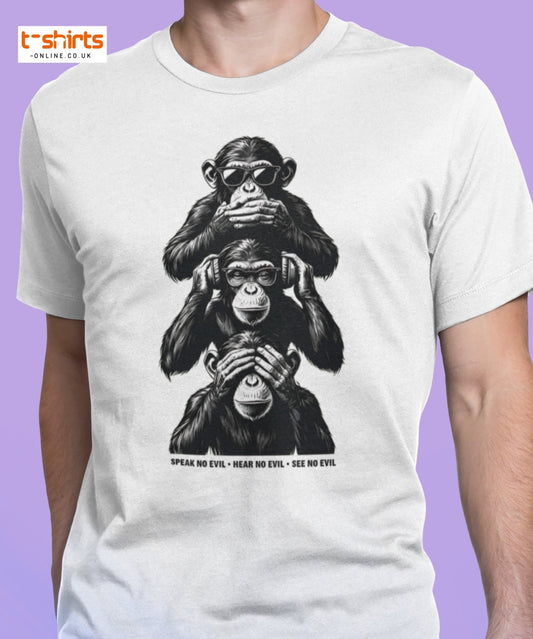 Three Wise Monkeys T-Shirt | Speak No Evil Design - Red - T-Shirts Online