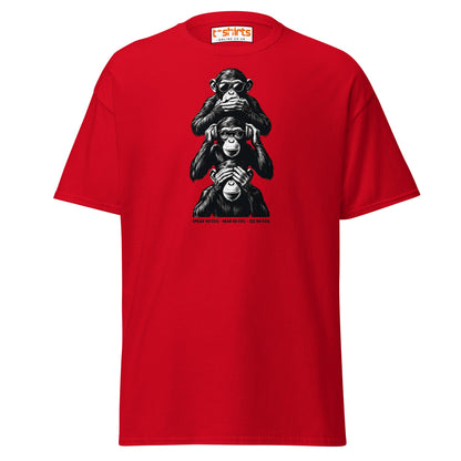 Three Wise Monkeys T-Shirt | Speak No Evil Design - Red - T-Shirts Online