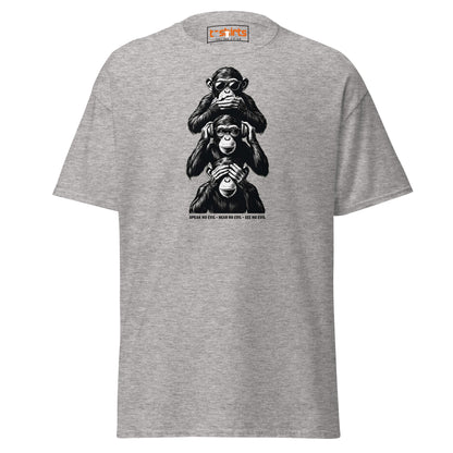 Three Wise Monkeys T-Shirt | Speak No Evil Design - Sport Grey - T-Shirts Online