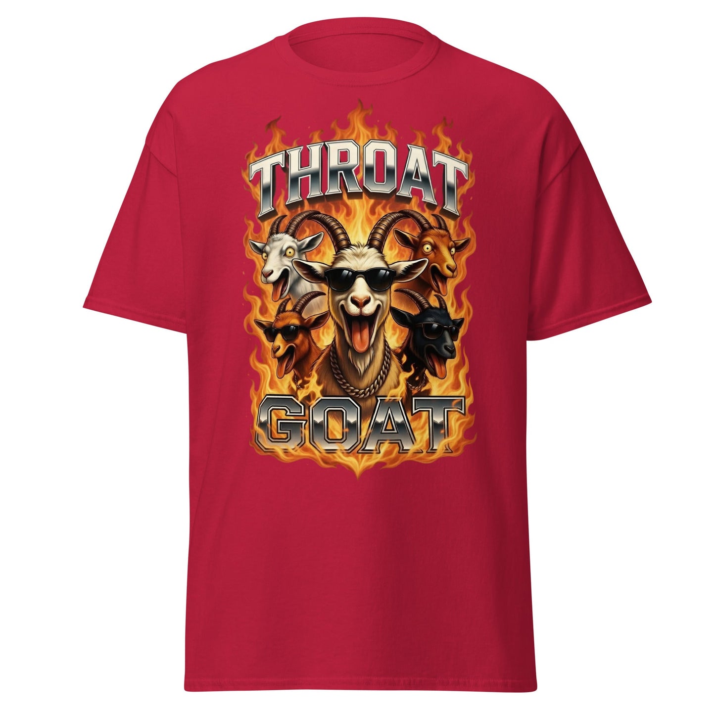 Throat Goat T-Shirt - Funny Goat Graphic Adult Humor Tee - Cardinal - T-Shirts Online