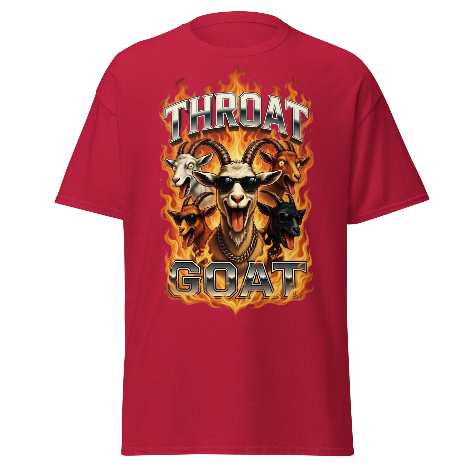 Throat Goat T-Shirt - Funny Goat Graphic Adult Humor Tee - Cardinal - T-Shirts Online