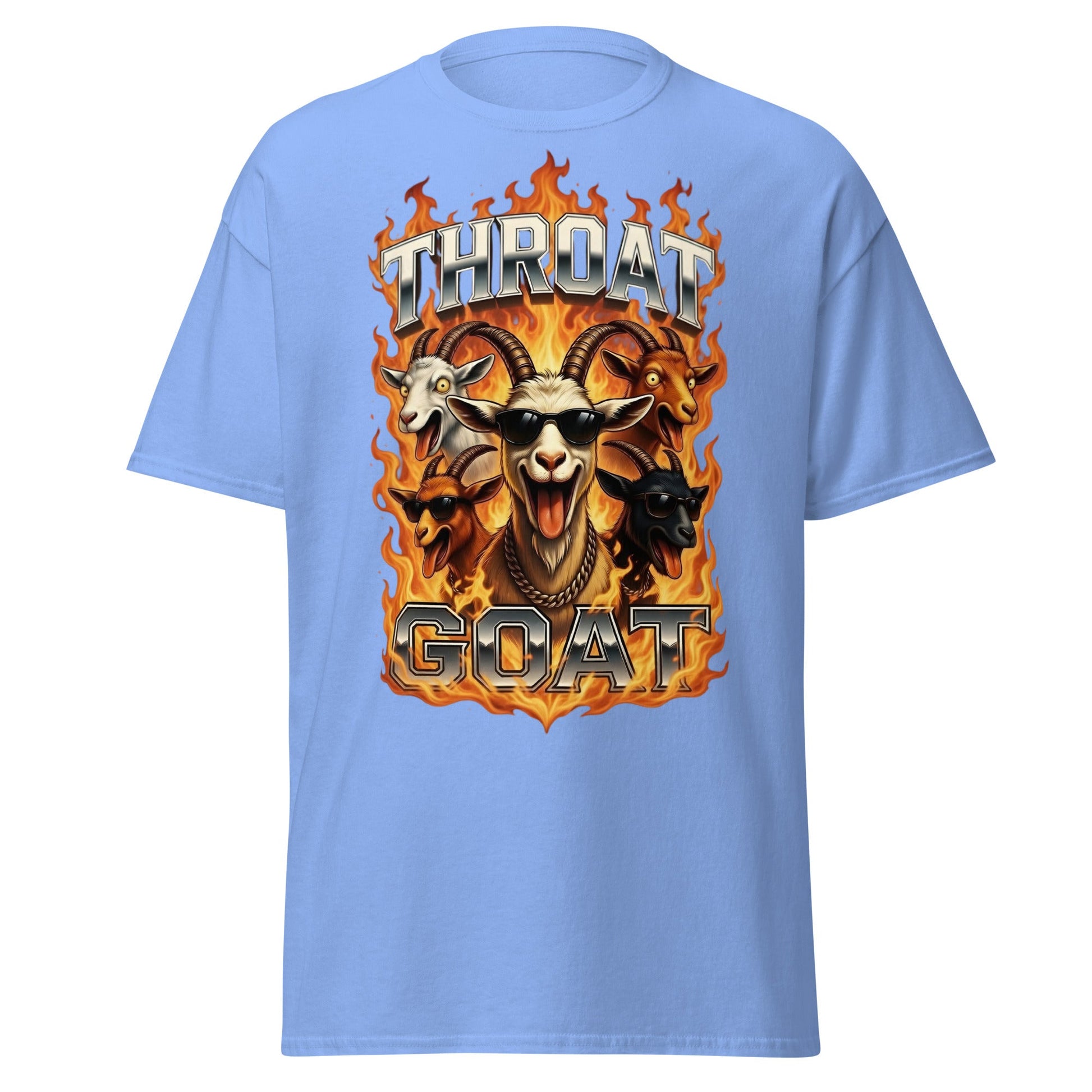 Throat Goat T-Shirt - Funny Goat Graphic Adult Humor Tee - Carolina Blue - T-Shirts Online