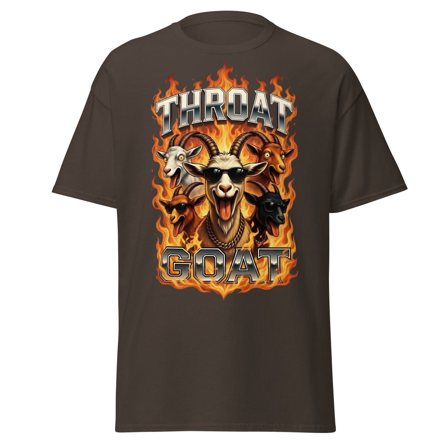 Throat Goat T-Shirt - Funny Goat Graphic Adult Humor Tee - Dark Chocolate - T-Shirts Online