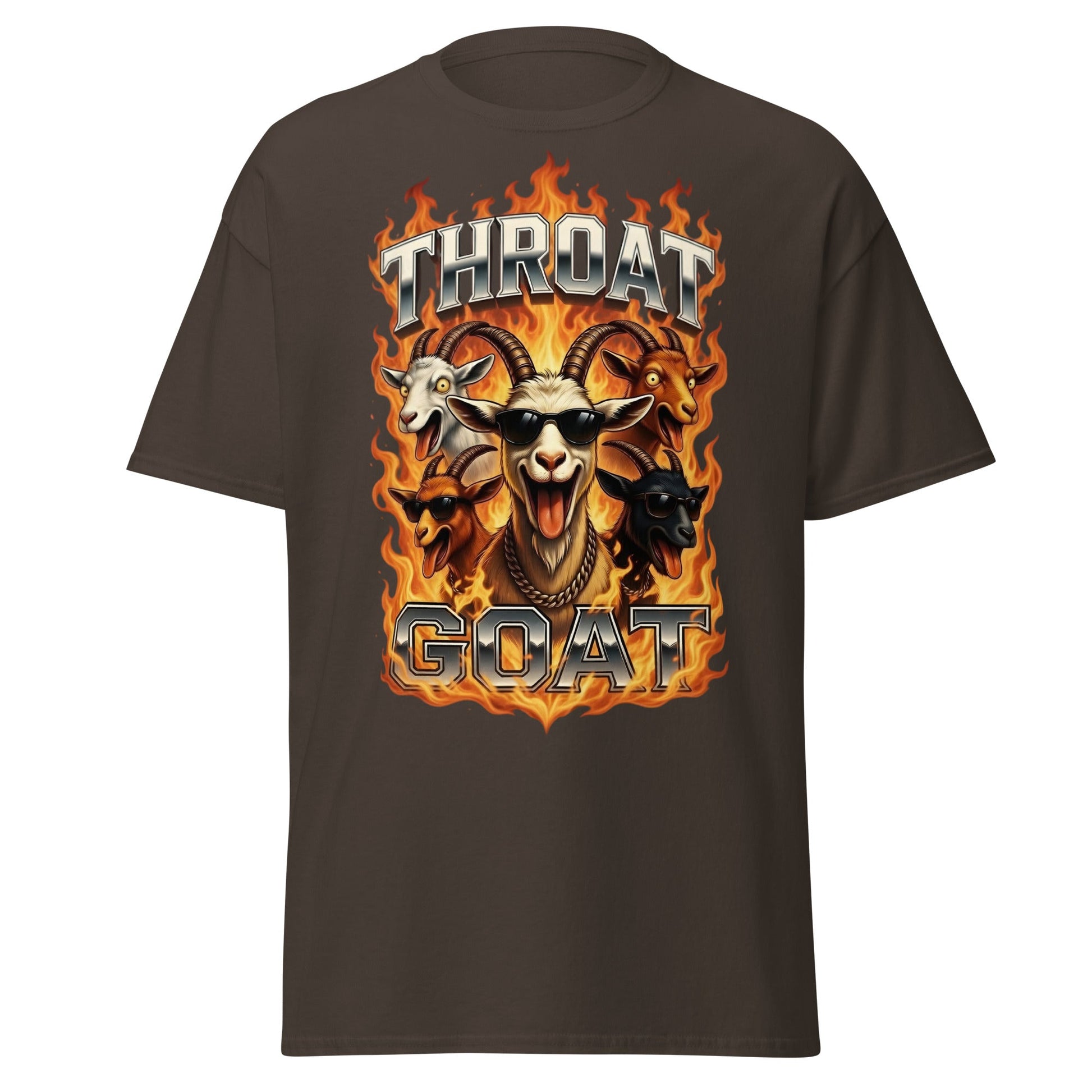 Throat Goat T-Shirt - Funny Goat Graphic Adult Humor Tee - Dark Chocolate - T-Shirts Online