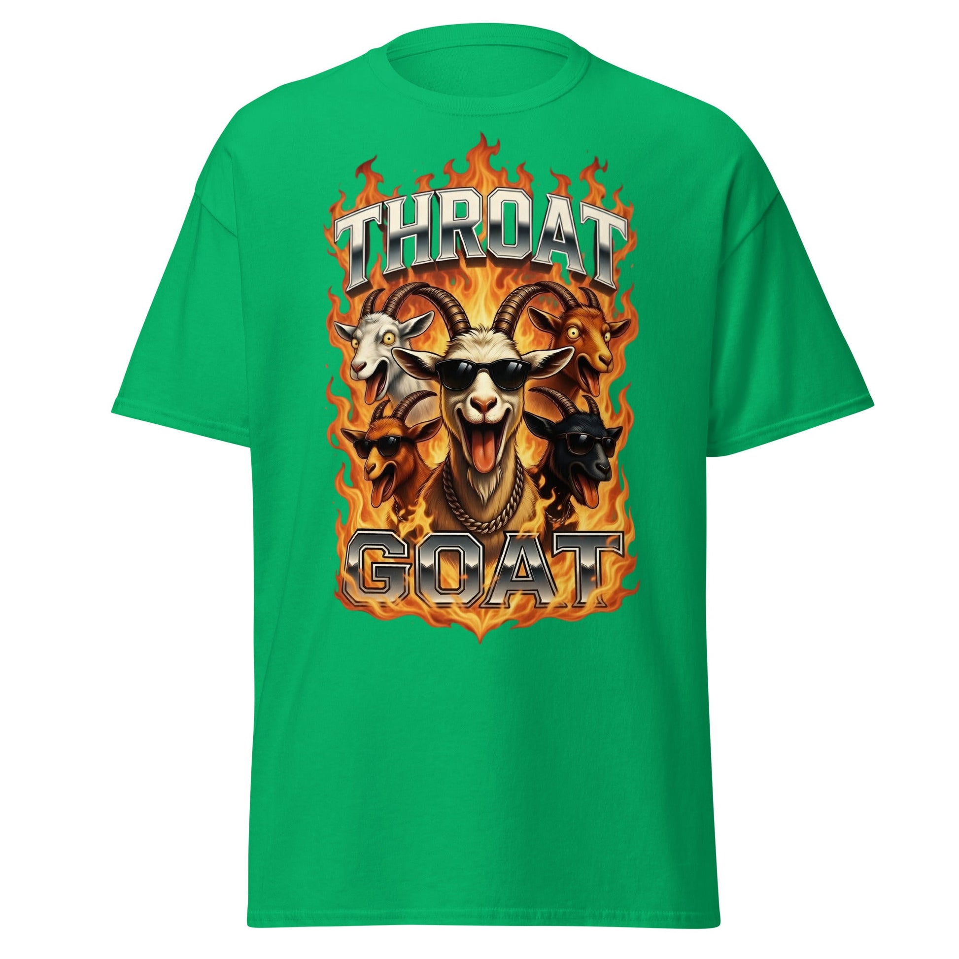 Throat Goat T-Shirt - Funny Goat Graphic Adult Humor Tee - Irish Green - T-Shirts Online