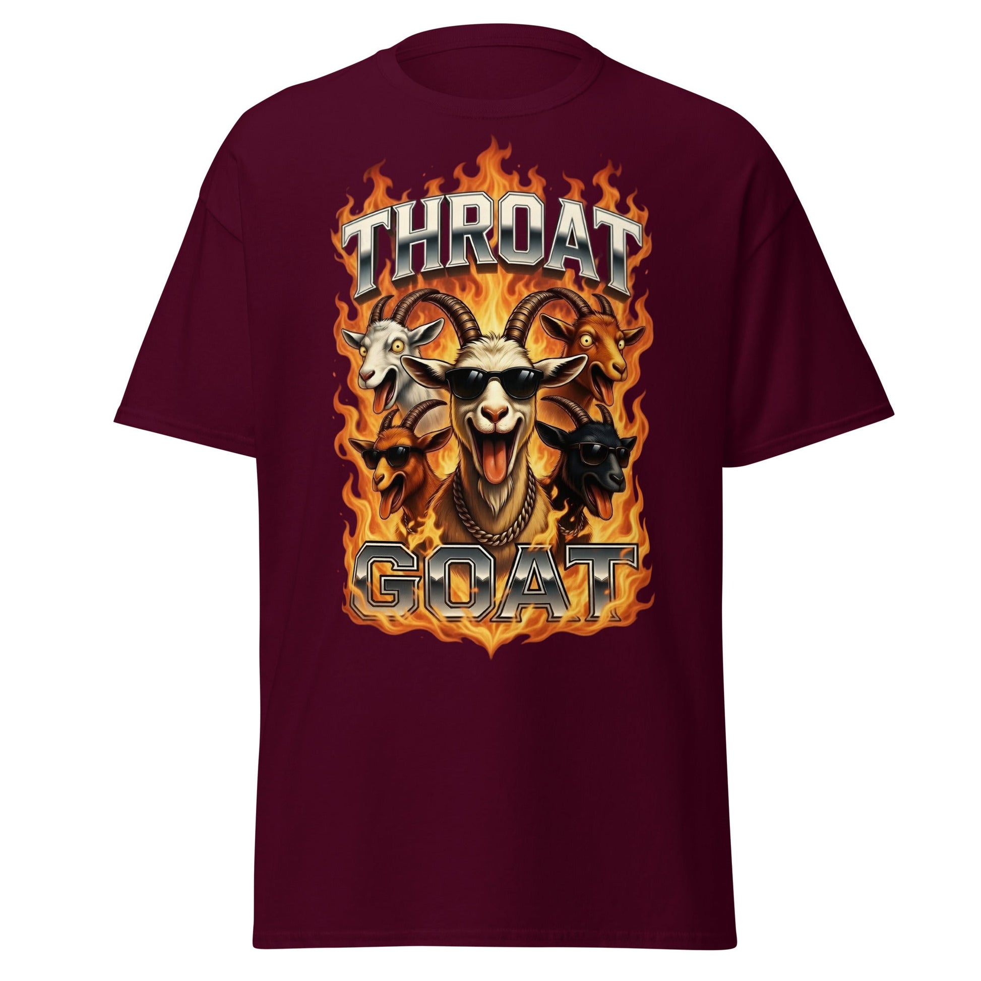 Throat Goat T-Shirt - Funny Goat Graphic Adult Humor Tee - Maroon - T-Shirts Online