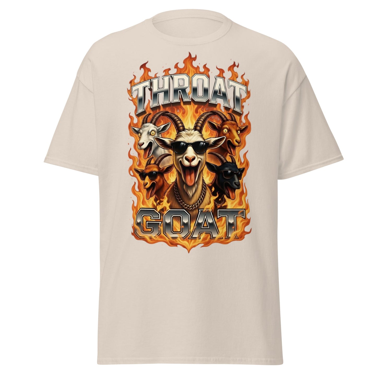 Throat Goat T-Shirt - Funny Goat Graphic Adult Humor Tee - Natural - T-Shirts Online