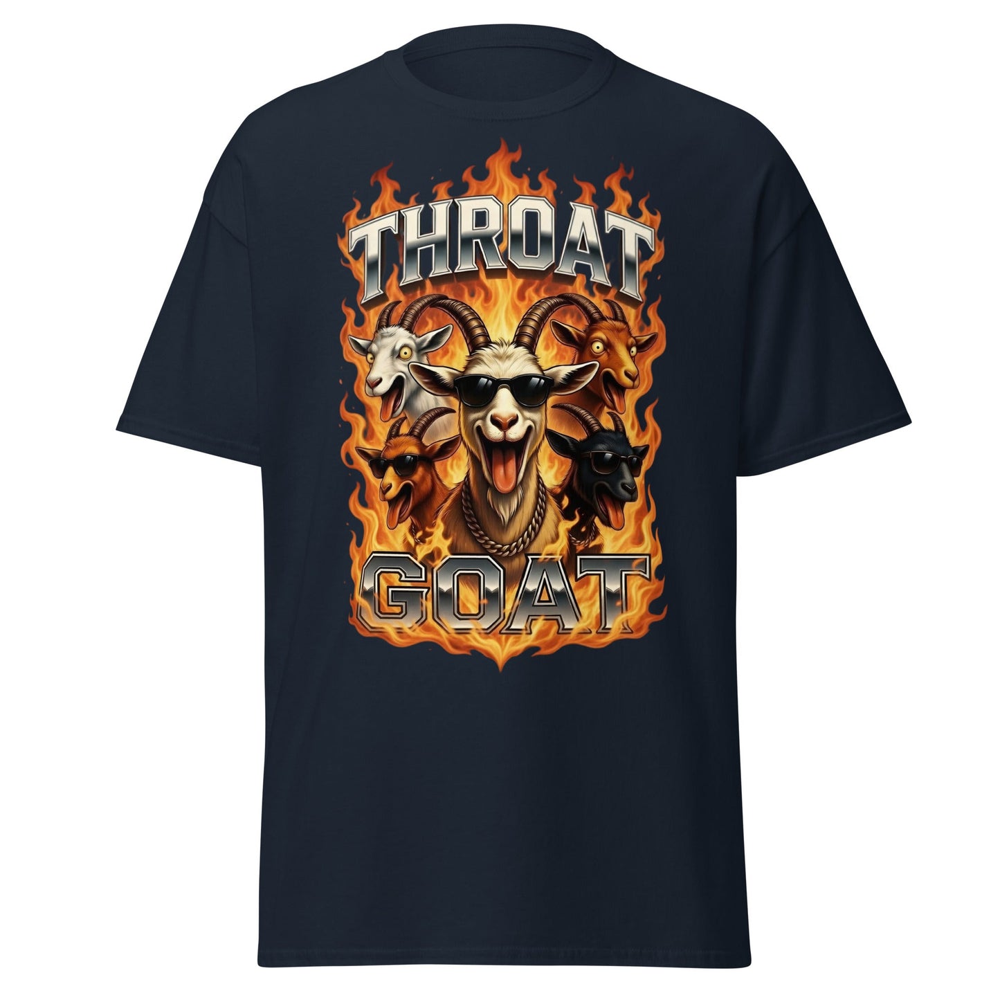 Throat Goat T-Shirt - Funny Goat Graphic Adult Humor Tee - Navy - T-Shirts Online