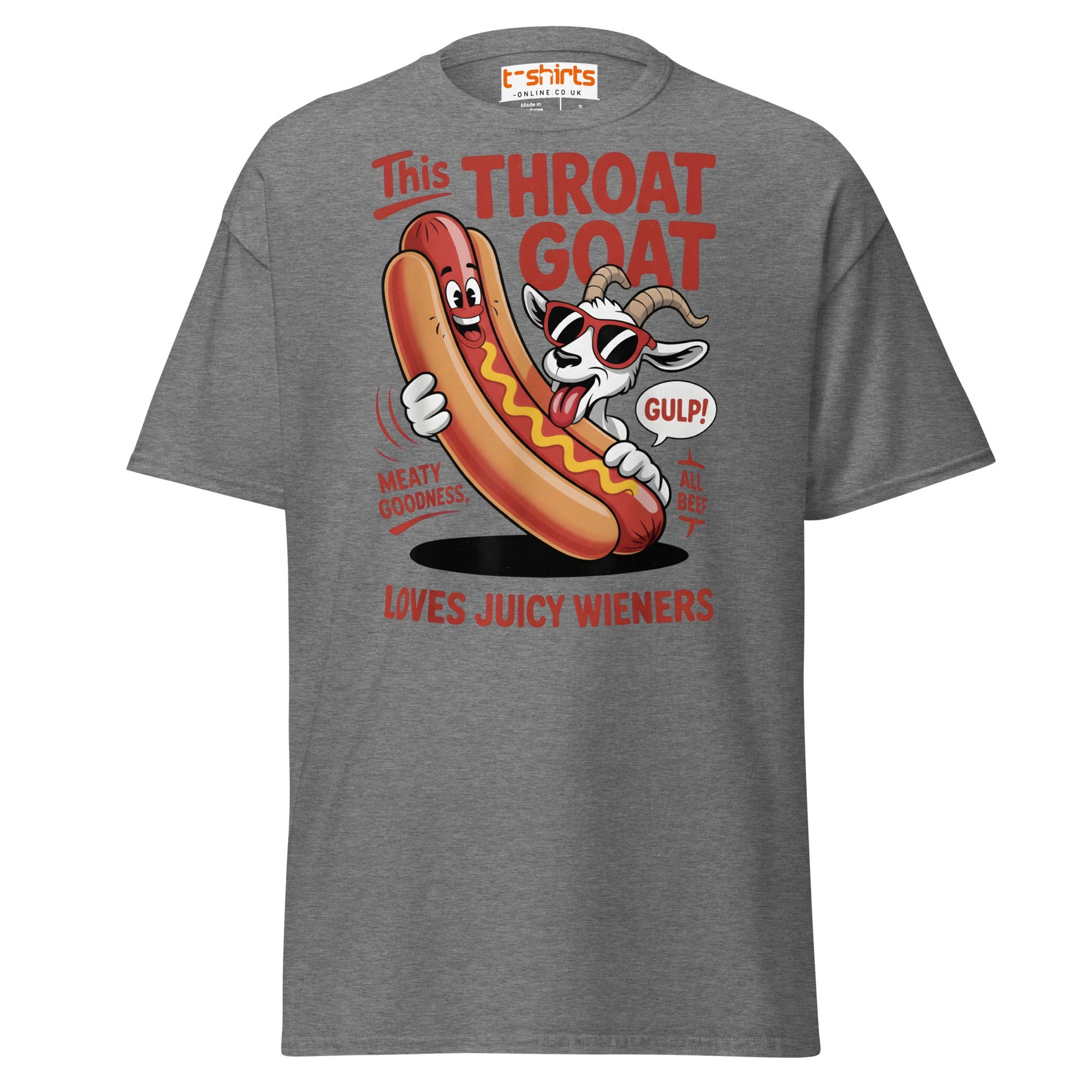 Throat Goat T-Shirt – Funny Hotdog Humor Tee - Graphite Heather - T-Shirts Online