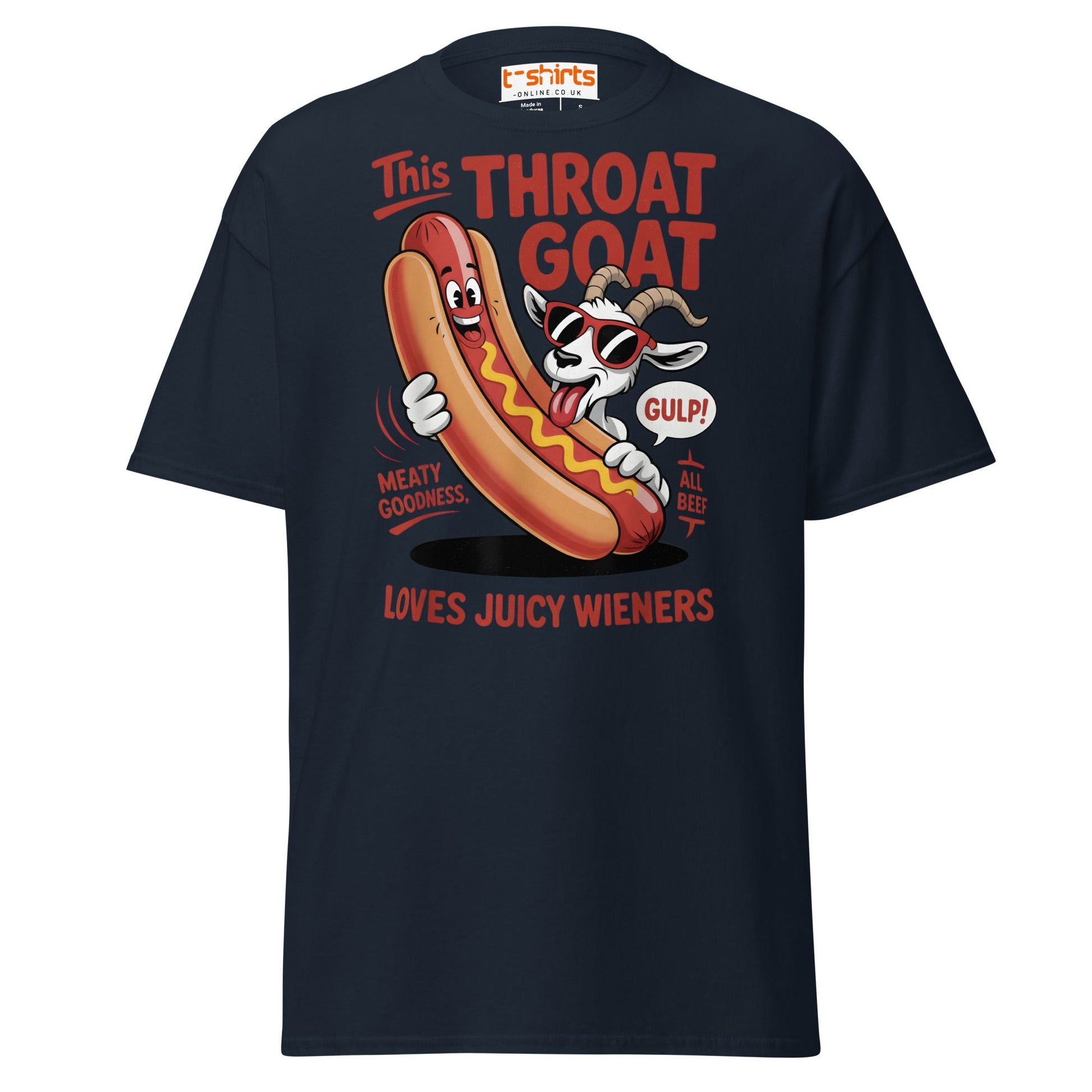 Throat Goat T-Shirt – Funny Hotdog Humor Tee - Navy - T-Shirts Online