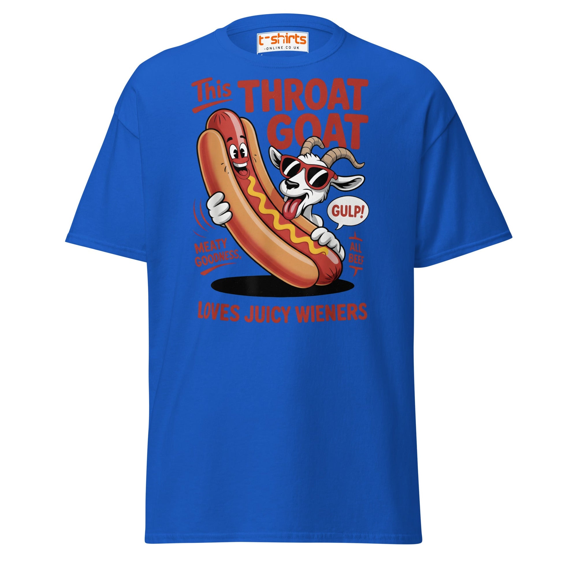 Throat Goat T-Shirt – Funny Hotdog Humor Tee - Royal - T-Shirts Online