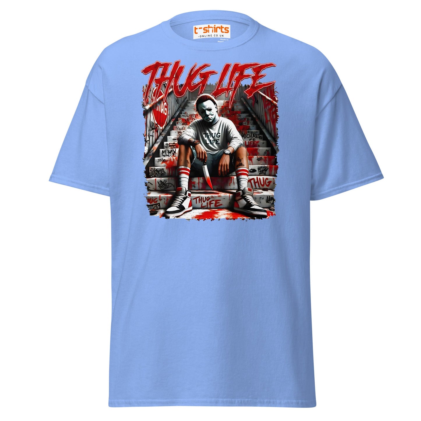 Thug Life Horror T-Shirt | Killer Streetwear Tee - Carolina Blue - T-Shirts Online