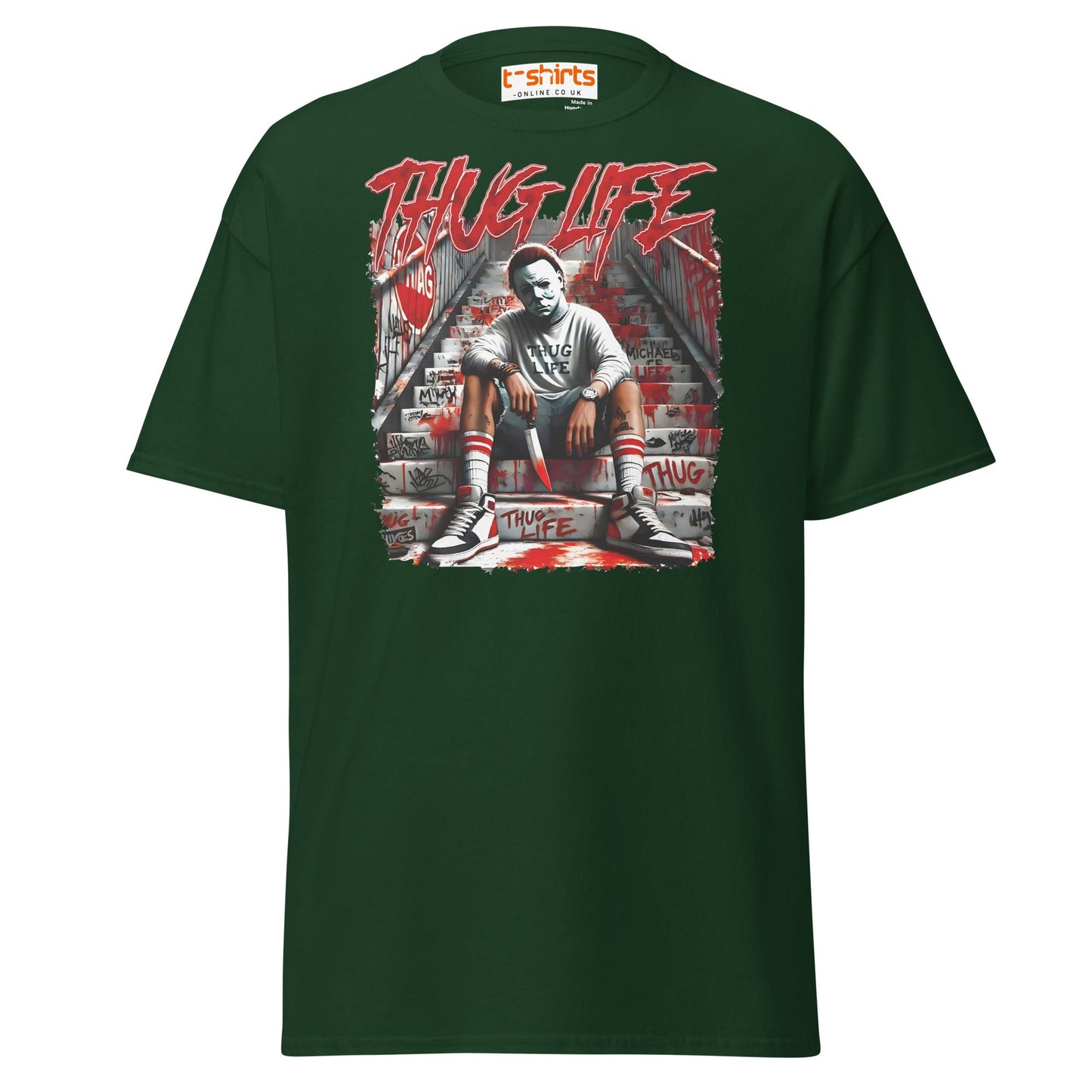 Thug Life Horror T-Shirt | Killer Streetwear Tee - Forest Green - T-Shirts Online