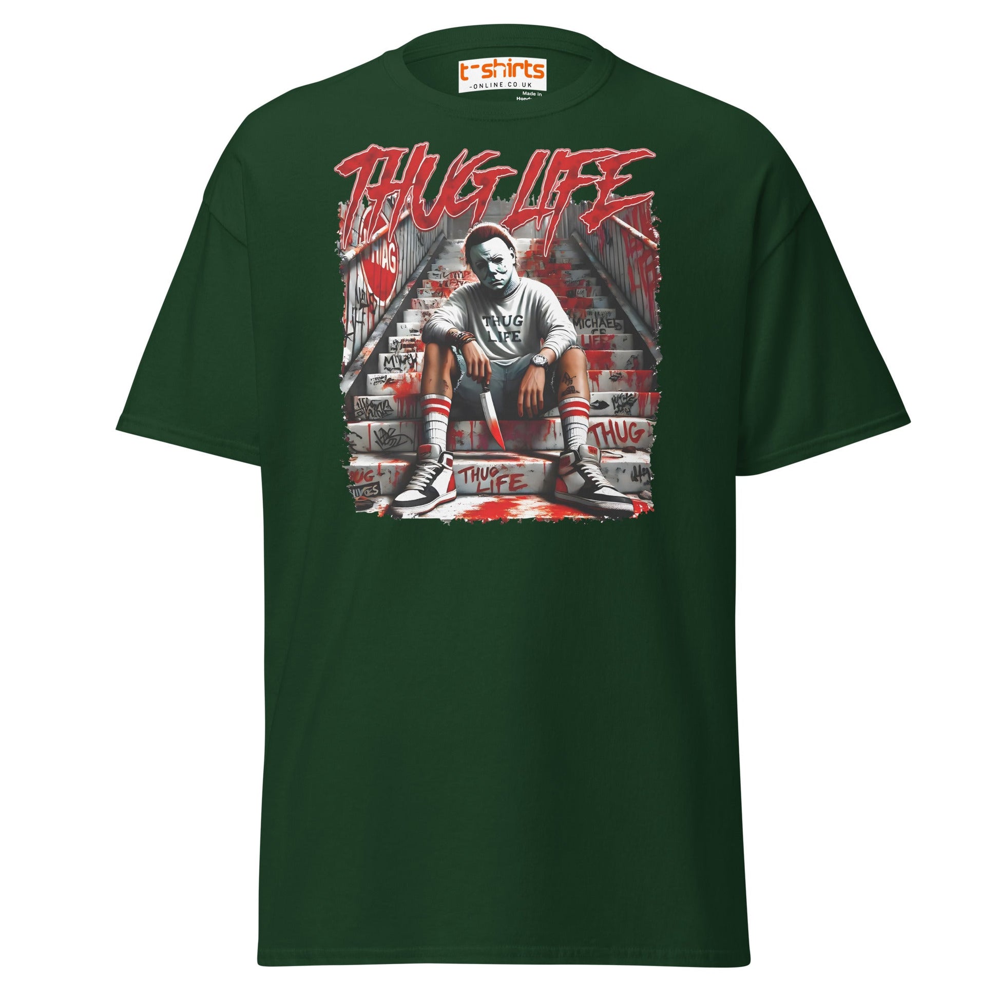 Thug Life Horror T-Shirt | Killer Streetwear Tee - Forest Green - T-Shirts Online