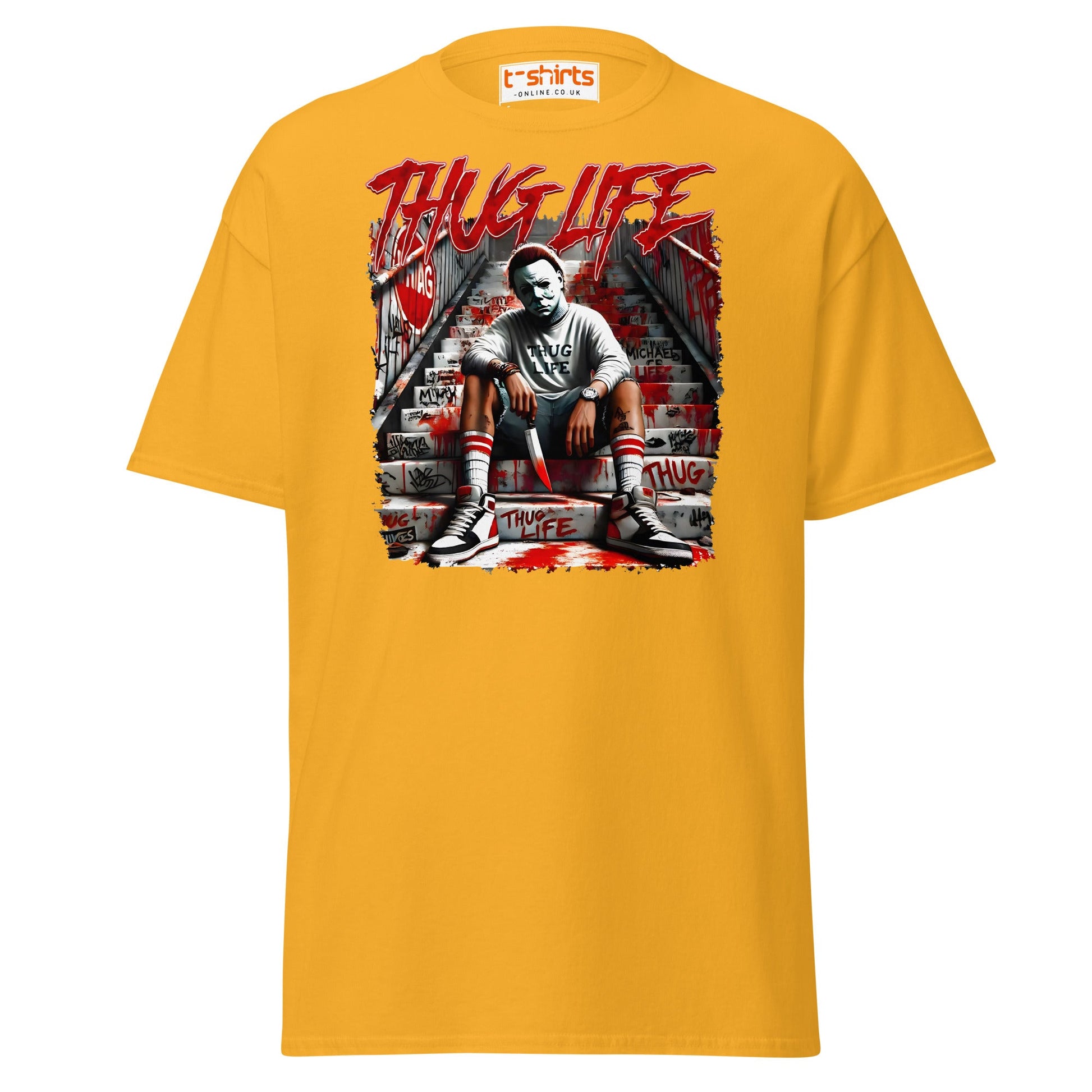 Thug Life Horror T-Shirt | Killer Streetwear Tee - Gold - T-Shirts Online