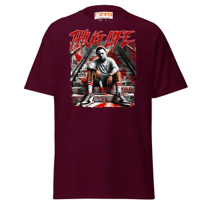Thug Life Horror T-Shirt | Killer Streetwear Tee - Maroon - T-Shirts Online
