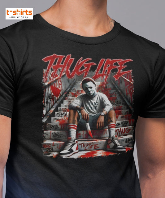 Thug Life Horror T-Shirt | Killer Streetwear Tee - Maroon - T-Shirts Online