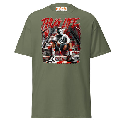 Thug Life Horror T-Shirt | Killer Streetwear Tee - Military Green - T-Shirts Online