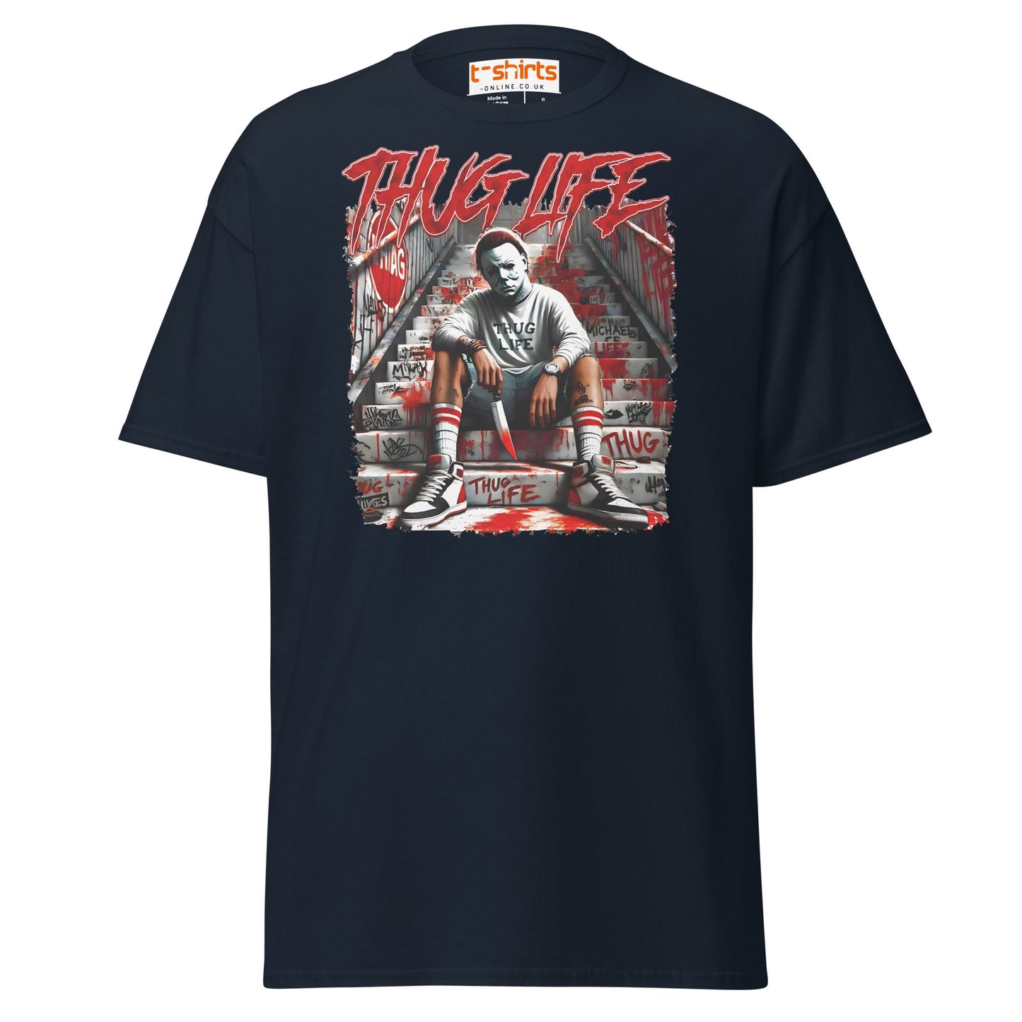 Thug Life Horror T-Shirt | Killer Streetwear Tee - Navy - T-Shirts Online