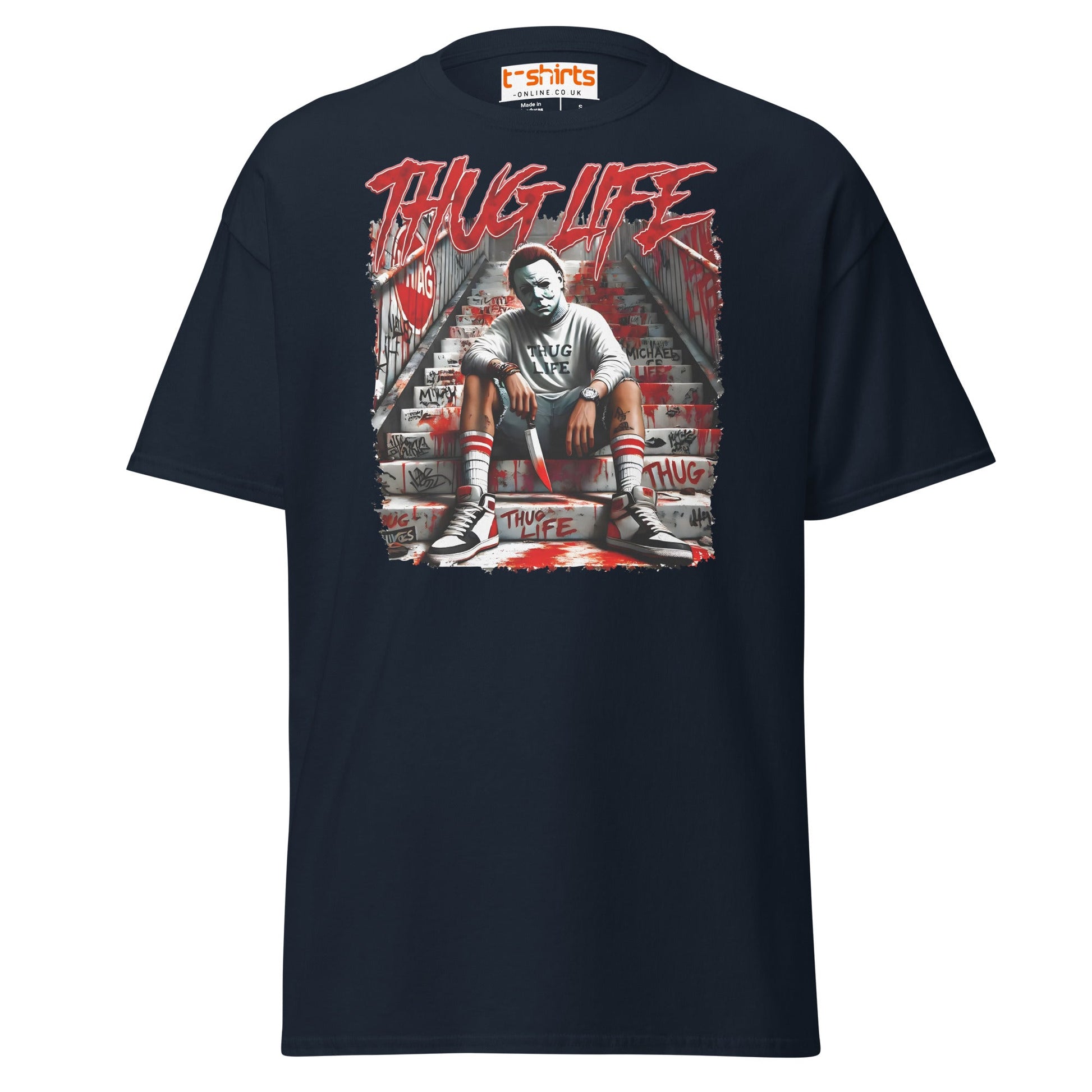 Thug Life Horror T-Shirt | Killer Streetwear Tee - Navy - T-Shirts Online