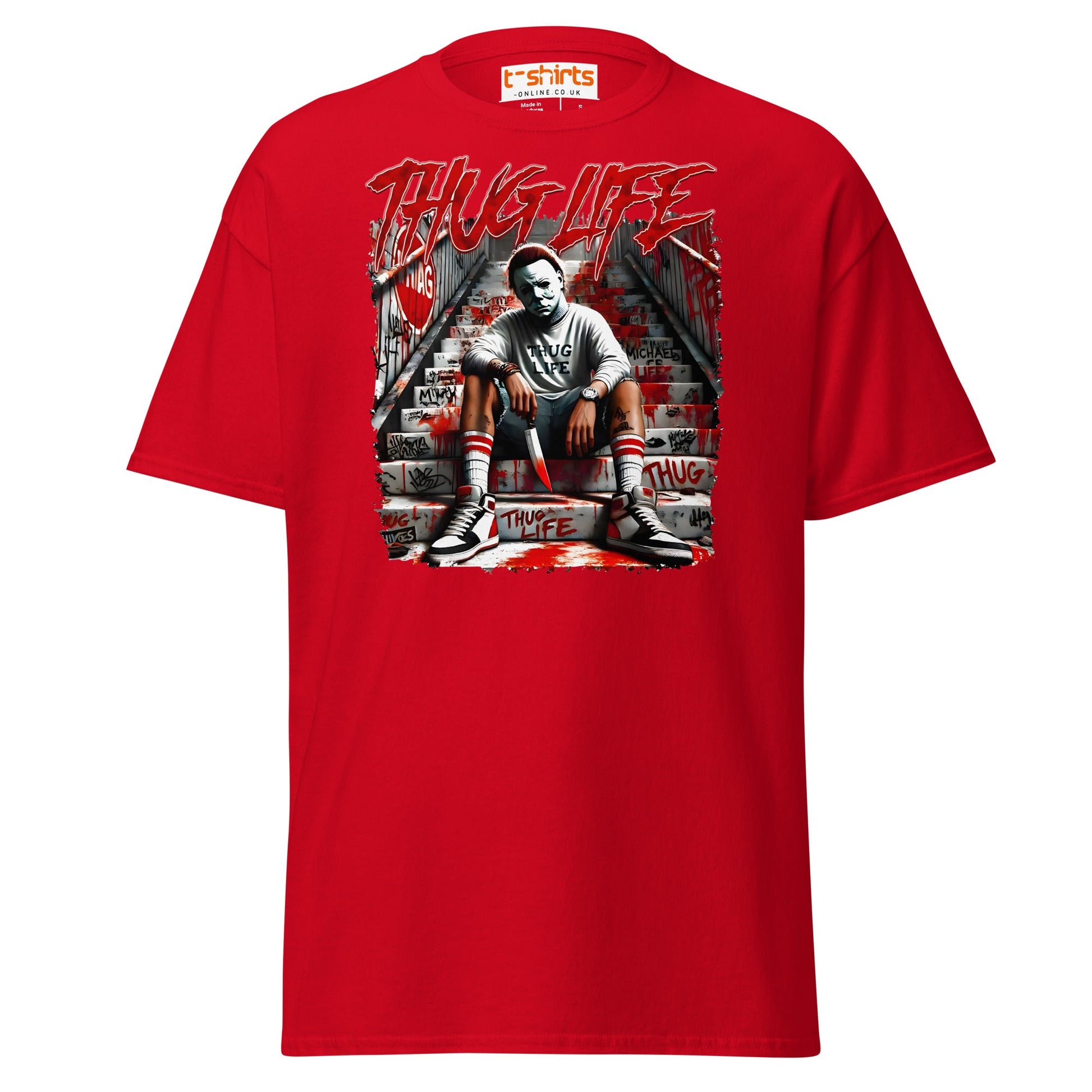 Thug Life Horror T-Shirt | Killer Streetwear Tee - Red - T-Shirts Online