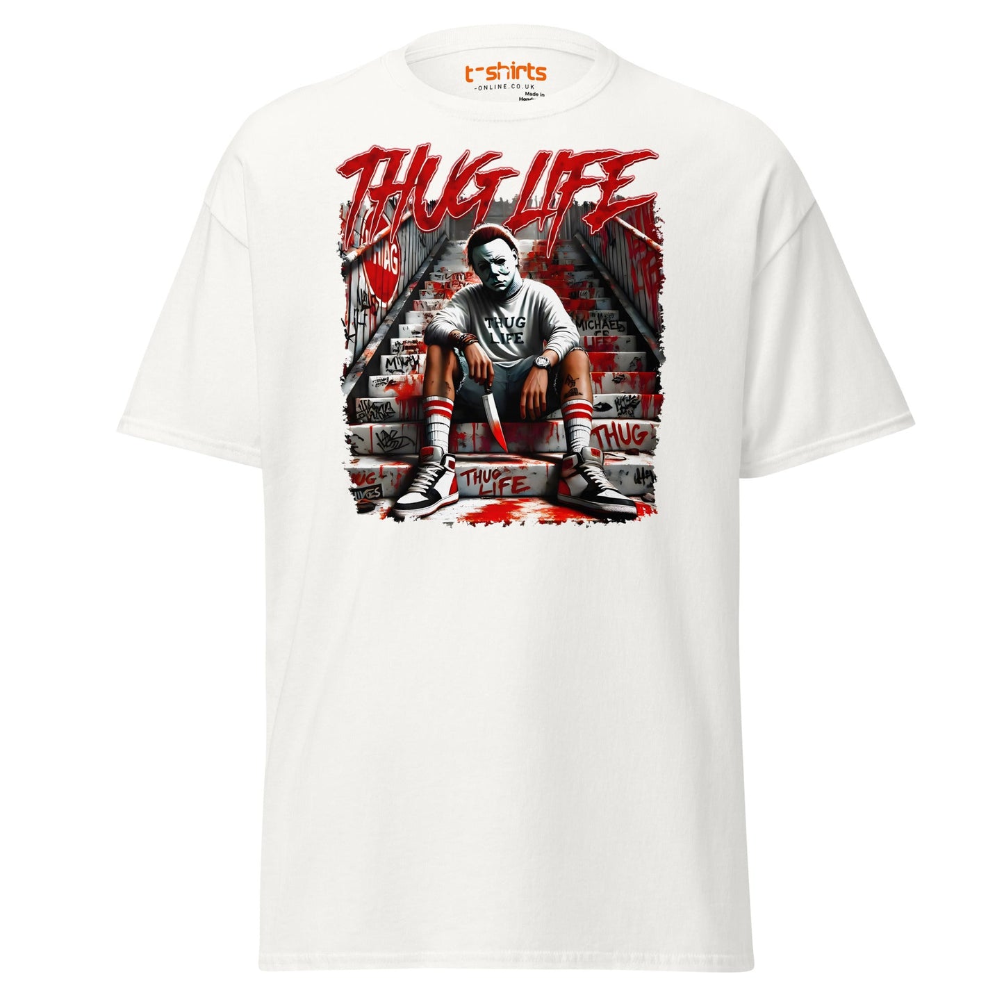 Thug Life Horror T-Shirt | Killer Streetwear Tee - White - T-Shirts Online
