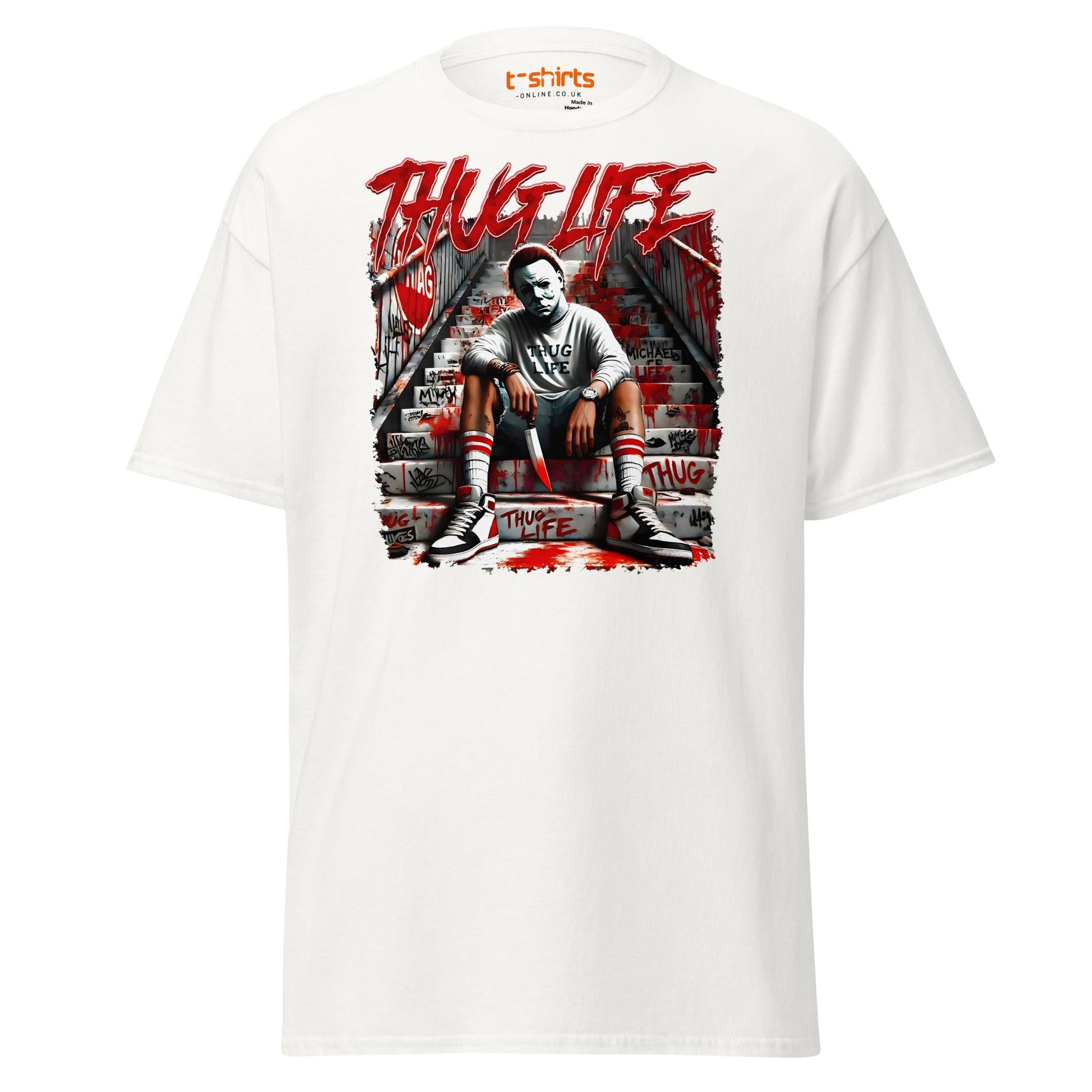 Thug Life Horror T-Shirt | Killer Streetwear Tee - White - T-Shirts Online