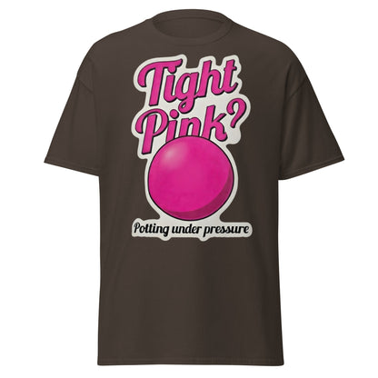 Tight Pink? Funny Snooker T-Shirt - Potting Under Pressure - Dark Chocolate - T-Shirts Online