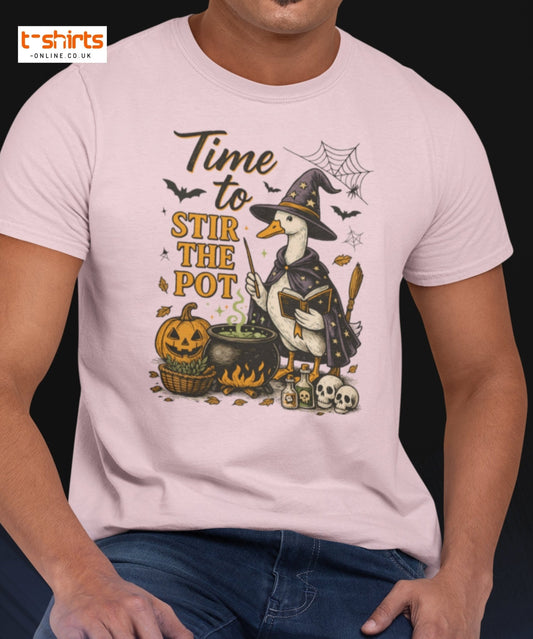 Time to Stir the Pot T-Shirt | Funny Witch Duck Tee - Black - T-Shirts Online