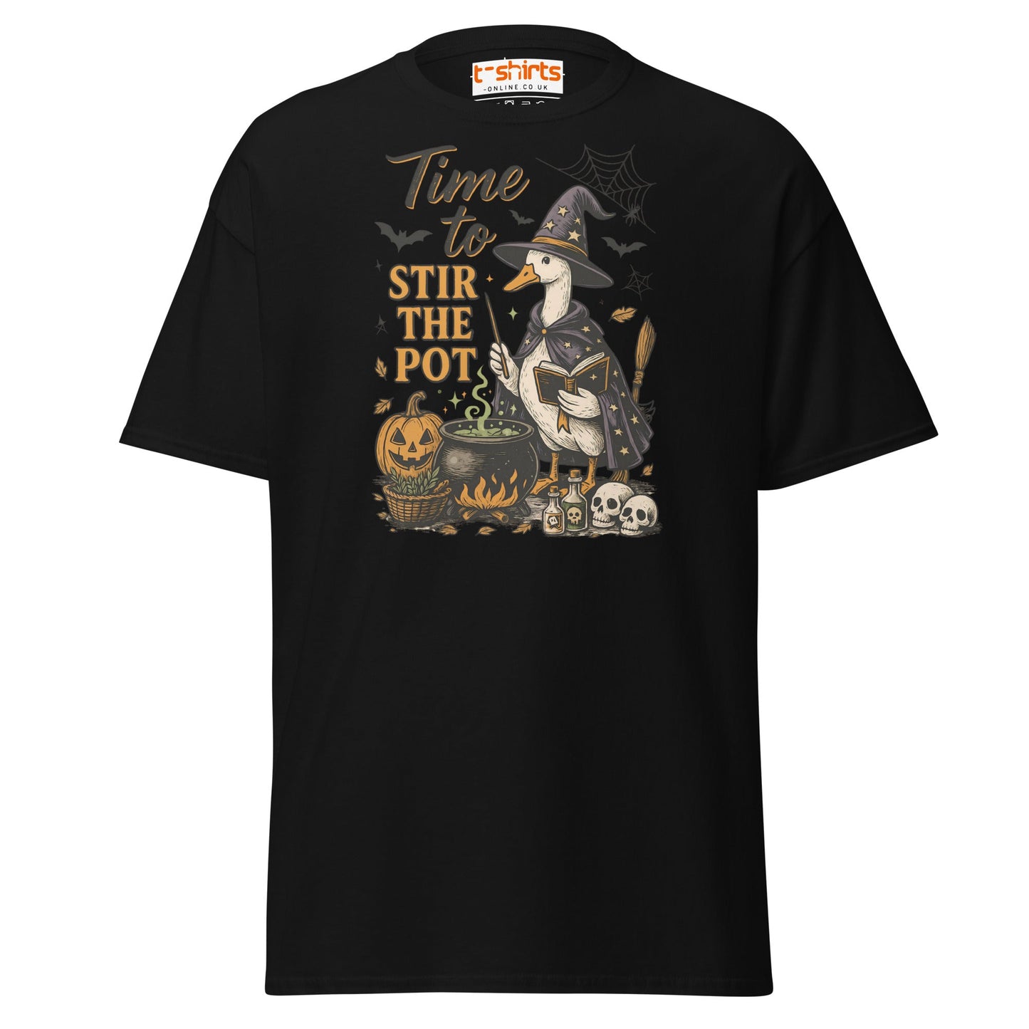 Time to Stir the Pot T-Shirt | Funny Witch Duck Tee - Black - T-Shirts Online