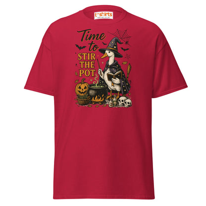 Time to Stir the Pot T-Shirt | Funny Witch Duck Tee - Cardinal - T-Shirts Online