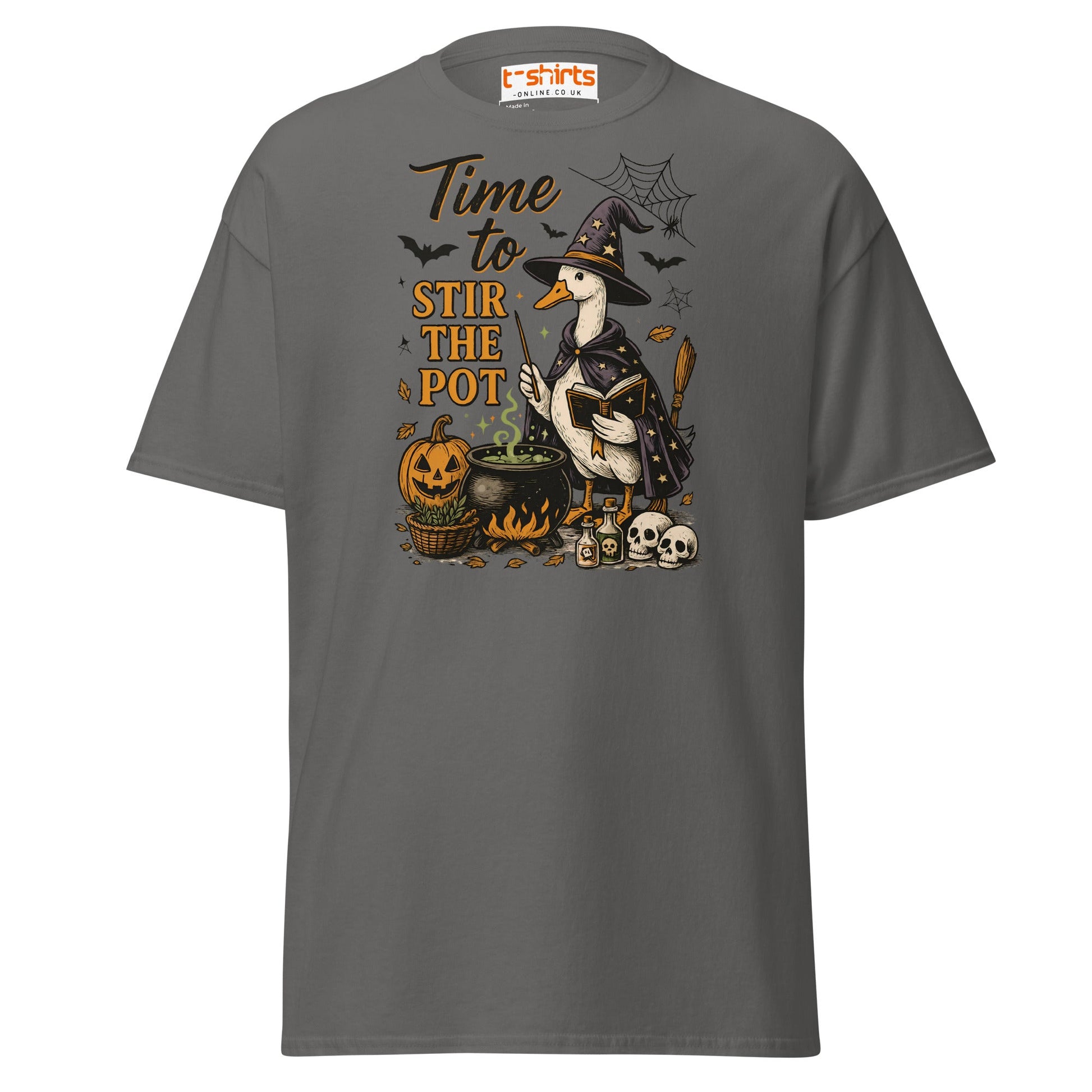 Time to Stir the Pot T-Shirt | Funny Witch Duck Tee - Charcoal - T-Shirts Online