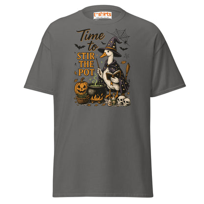Time to Stir the Pot T-Shirt | Funny Witch Duck Tee - Charcoal - T-Shirts Online