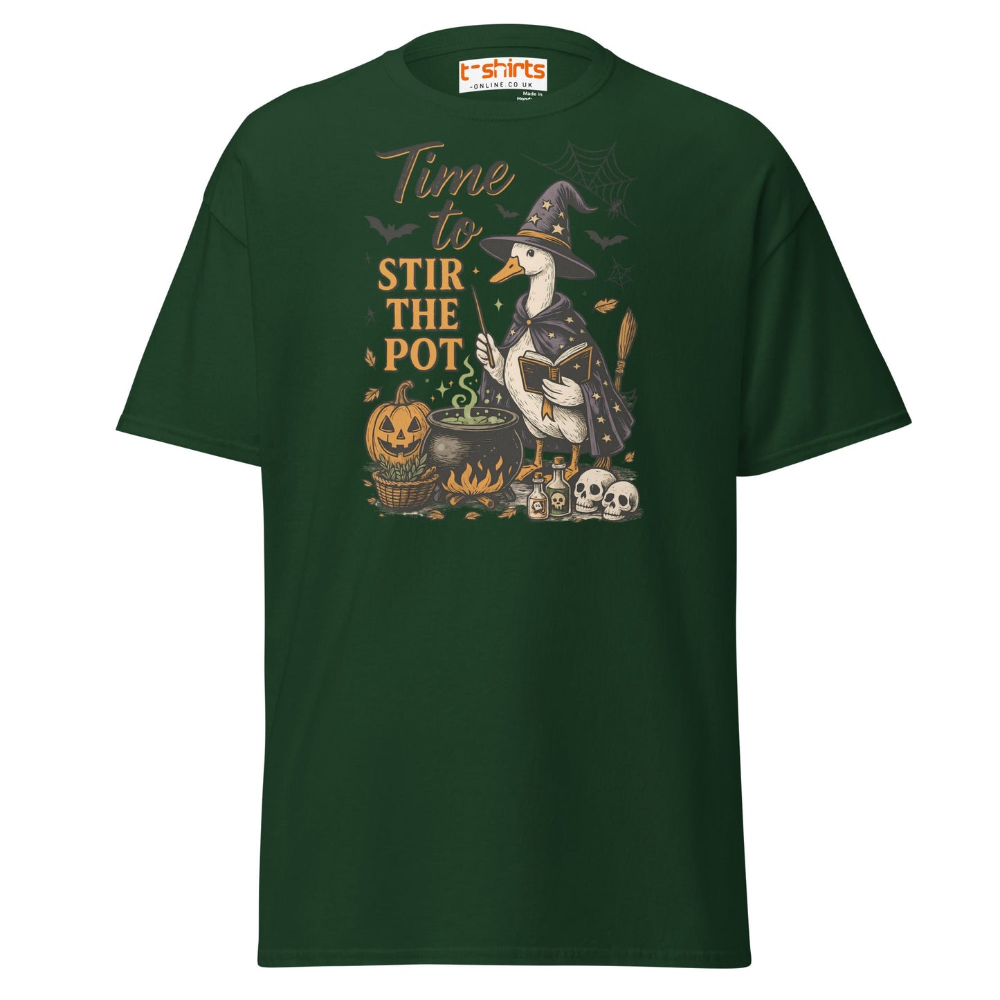 Time to Stir the Pot T-Shirt | Funny Witch Duck Tee - Forest Green - T-Shirts Online